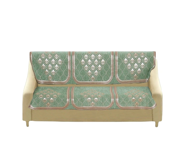 MORADO 7 Seater Sofa Cover  Sofa Panel Premium Quality, Chenille for Ultimate Protection and Style Durable, 3+2+2 Settee Slipcover in Light Green, - Light Green