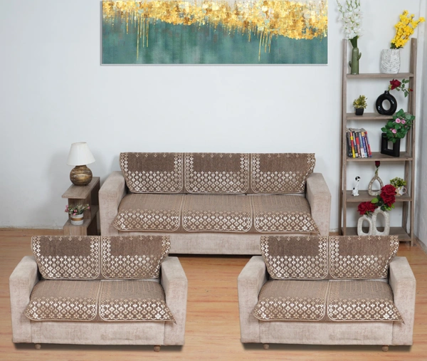 MORADO 7 Seater Sofa Cover  Sofa Panel Premium Quality, Chenille for Ultimate Protection and Style Durable, 3+2+2 Settee Slipcover in Brown, - Brown