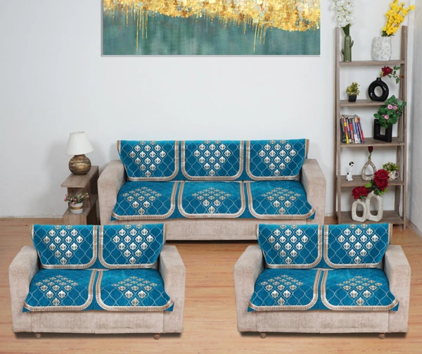 MORADO 7 Seater Sofa Cover  Sofa Panel Premium Quality, Chenille for Ultimate Protection and Style Durable, 3+2+2 Settee Slipcover in Aqua, - Aqua