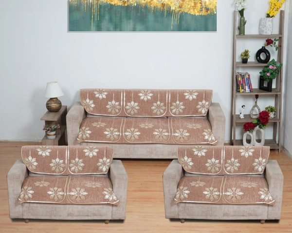 MORADO 7 Seater Sofa Cover  Sofa Panel Premium Quality, Chenille for Ultimate Protection and Style Durable, 3+2+2Settee Slipcover in Peach, - Peach