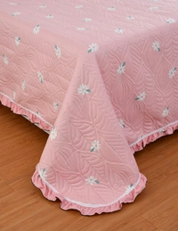 MORADO Glace Cotton Luxury Ultrasonic Printed Lightweight All Season Bedspreads/Quilted Bed Cover With 2 King Size Pillow Covers - (90x100 inches - Pink ) - 90x100 Inches, Pink