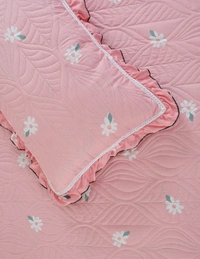 MORADO Glace Cotton Luxury Ultrasonic Printed Lightweight All Season Bedspreads/Quilted Bed Cover With 2 King Size Pillow Covers - (90x100 inches - Pink ) - 90x100 Inches, Pink