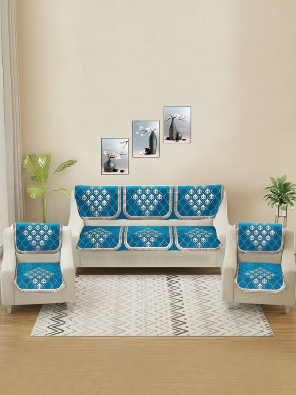 MORADO 5 Seater Sofa Cover  Sofa Panel Premium Quality, Chenille for Ultimate Protection and Style Durable, 3+1+1 Settee Slipcover in Aqua, - Aqua
