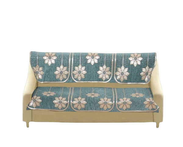 MORADO 7 Seater Sofa Cover  Sofa Panel Premium Quality, Chenille for Ultimate Protection and Style Durable, 3+2+2 Settee Slipcover in Sea Green, - Sea Green