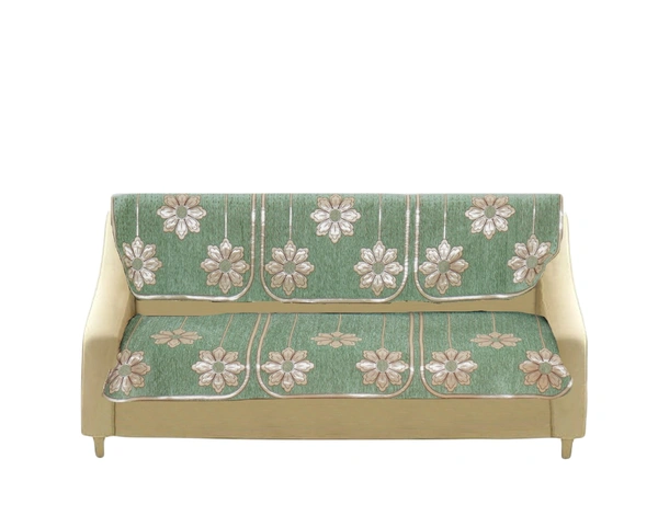 MORADO 7 Seater Sofa Cover  Sofa Panel Premium Quality, Chenille for Ultimate Protection and Style Durable, 3+2+2 Settee Slipcover in Light Green, - Light Green