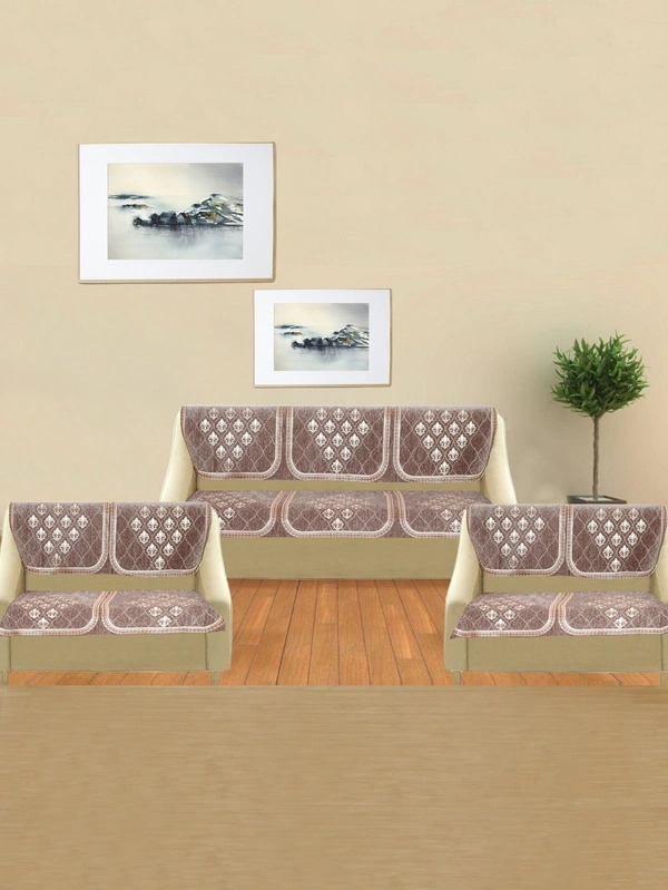 MORADO 7 Seater Sofa Cover  Sofa Panel Premium Quality, Chenille for Ultimate Protection and Style Durable, 3+2+2 Settee Slipcover in Brown, - Brown