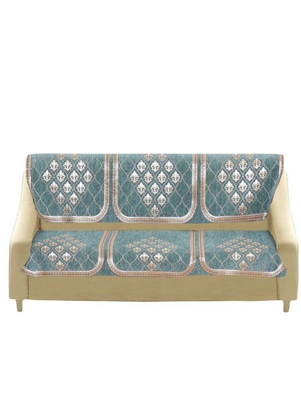 MORADO 7 Seater Sofa Cover  Sofa Panel Premium Quality, Chenille for Ultimate Protection and Style Durable, 3+2+2 Settee Slipcover in Sea Green, - Sea Green