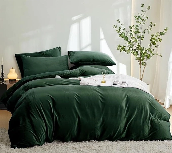 MORADO 190 GSM Flannel Super Soft Warm Double Bed Quilt Cover/Duvet Cover/Rajai Cover/Blanket Cover for Winters with Zipper -90x100 Inches, Olive - 90x100 Inches, Olive