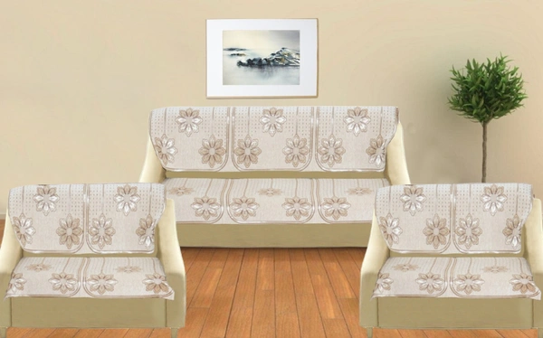 MORADO 7 Seater Sofa Cover  Sofa Panel Premium Quality, Chenille for Ultimate Protection and Style Durable, 3+2+2 Settee Slipcover in Off White, - Off White