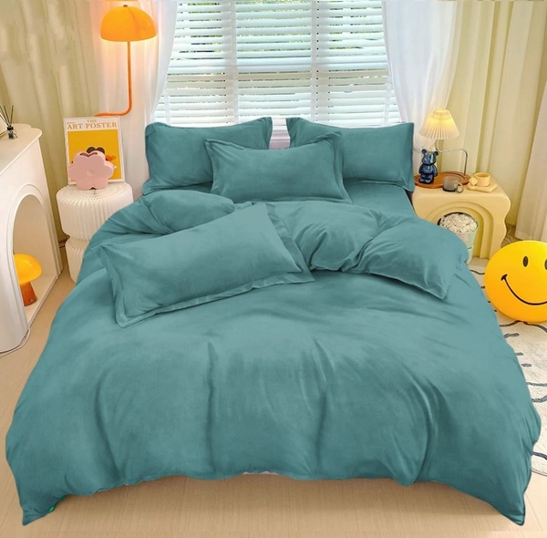 MORADO 190 GSM Flannel Super Soft Warm Double Bed Quilt Cover/Duvet Cover/Rajai Cover/Blanket Cover for Winters with Zipper -90x100 Inches, Sea Green - 90x100 Inches, Sea Green