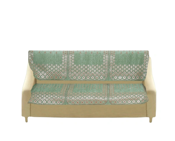 MORADO 7 Seater Sofa Cover  Sofa Panel Premium Quality, Chenille for Ultimate Protection and Style Durable, 3+2+2 Settee Slipcover in Light Green, - Light Green