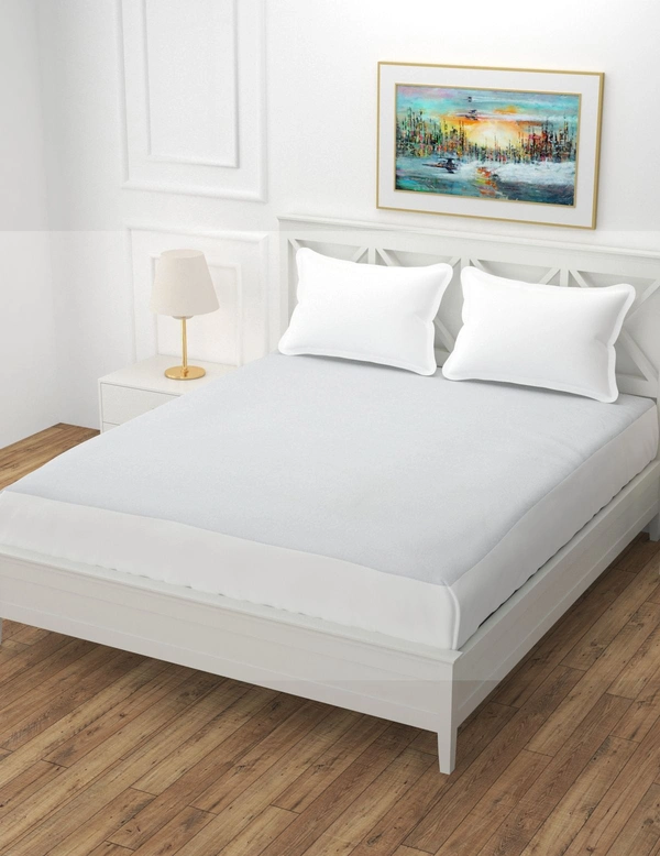 MORADO Water Resistant Terry Cotton Queen/King Size Elastic Fitted Mattress Protector (60x78x12 inches - Fits Up to 12 inches Mattress), White - 60x78x12 Inches, White