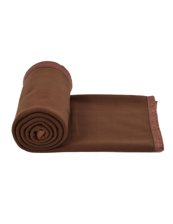 MORADO Polar Fleece Blanket for Mild Winters & AC Rooms with Satin Border | Soft & Cozy | All Season Blanket | Double Bed Size - 90x90 Inches - 90x90 Inches, Brown
