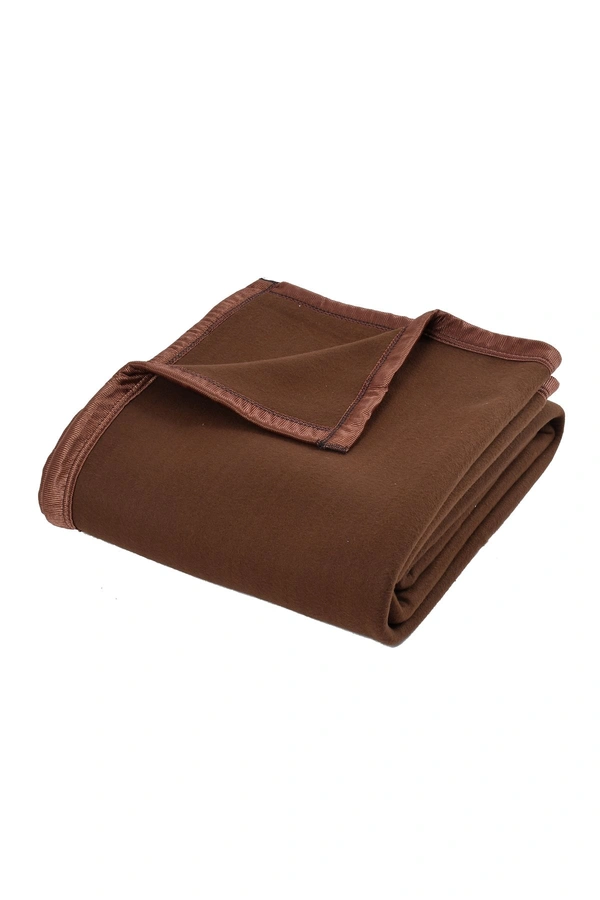 MORADO Polar Fleece Blanket for Mild Winters & AC Rooms with Satin Border | Soft & Cozy | All Season Blanket | Double Bed Size - 90x90 Inches - 90x90 Inches, Brown