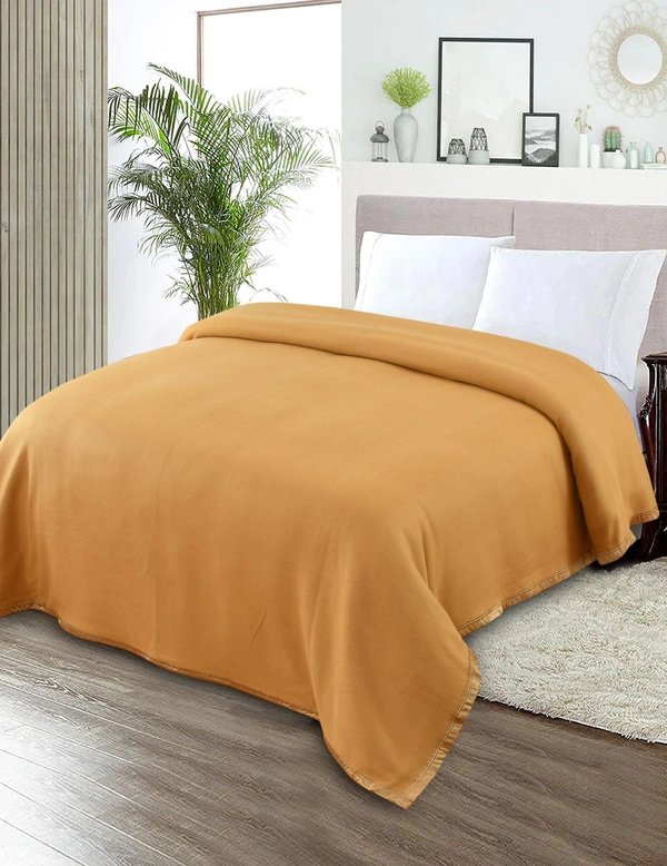 MORADO Polar Fleece Blanket for Mild Winters & AC Rooms with Satin Border | Soft & Cozy | All Season Blanket | Double Bed Size - 90x90 Inches - 90x90 Inches, Beige
