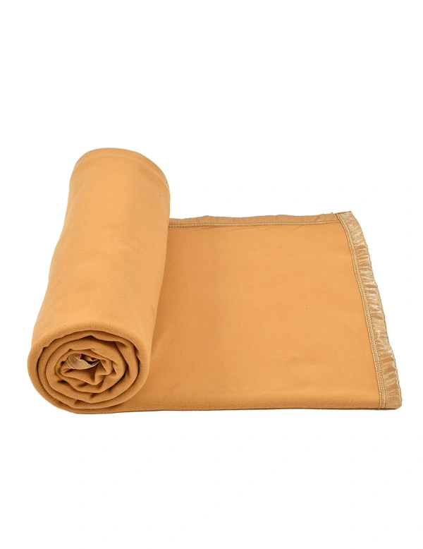 MORADO Polar Fleece Blanket for Mild Winters & AC Rooms with Satin Border | Soft & Cozy | All Season Blanket | Double Bed Size - 90x90 Inches - 90x90 Inches, Beige