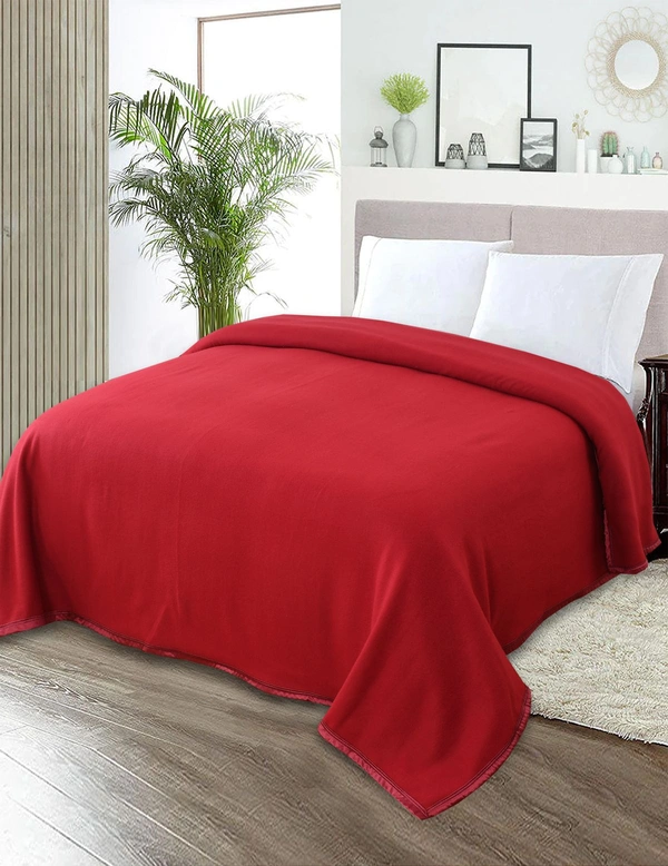 MORADO Polar Fleece Blanket for Mild Winters & AC Rooms with Satin Border | Soft & Cozy | All Season Blanket | Double Bed Size - 90x90 Inches - 90x90 Inches, Maroon