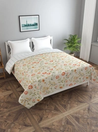 MORADO Glace Cotton 210 TC Double Bed Size Reversible Duvet Cover/Quilt Cover/Rajai Cover/Blanket Cover with Zipper (90x100 Inches, Brown Green) - 90x100 Inches, Beige