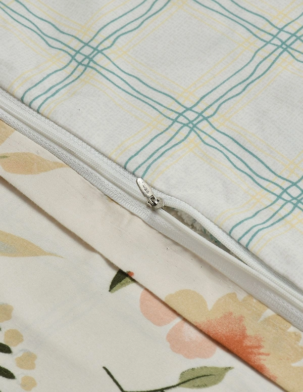 MORADO Glace Cotton 210 TC Double Bed Size Reversible Duvet Cover/Quilt Cover/Rajai Cover/Blanket Cover with Zipper (90x100 Inches, Brown Green) - 90x100 Inches, Beige