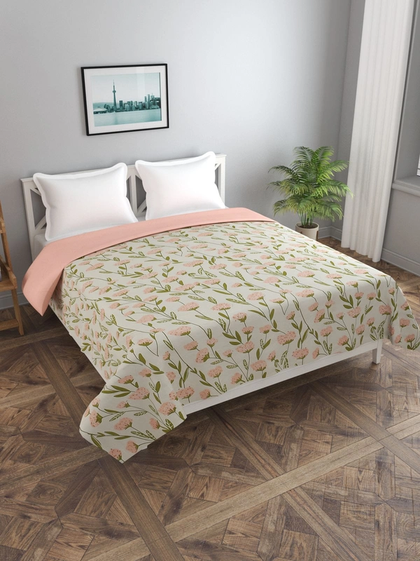 MORADO Glace Cotton 210 TC Double Bed Size Reversible Duvet Cover/Quilt Cover/Rajai Cover/Blanket Cover with Zipper (90x100 Inches, Peach) - 90x100 Inches, Peach