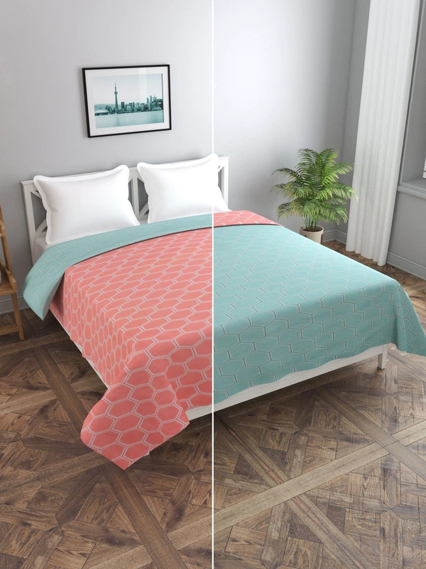 MORADO Glace Cotton 210 TC Double Bed Size Reversible Duvet Cover/Quilt Cover/Rajai Cover/Blanket Cover with Zipper (90x100 Inches, Carrot Green) - 90x100 Inches, Carrot Green