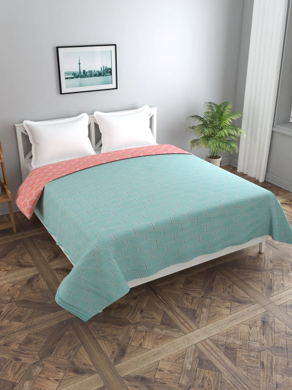 MORADO Glace Cotton 210 TC Double Bed Size Reversible Duvet Cover/Quilt Cover/Rajai Cover/Blanket Cover with Zipper (90x100 Inches, Carrot Green) - 90x100 Inches, Carrot Green
