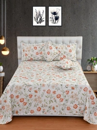 MORADO Glaace Cotton 5 Pcs Frill Bedding Set | Double Bed Size Bedsheet with 2 Pillow Covers and 2 Filled Cushions (90x100 Inches - Offwhite) - 90x100 Inches, Offwhite