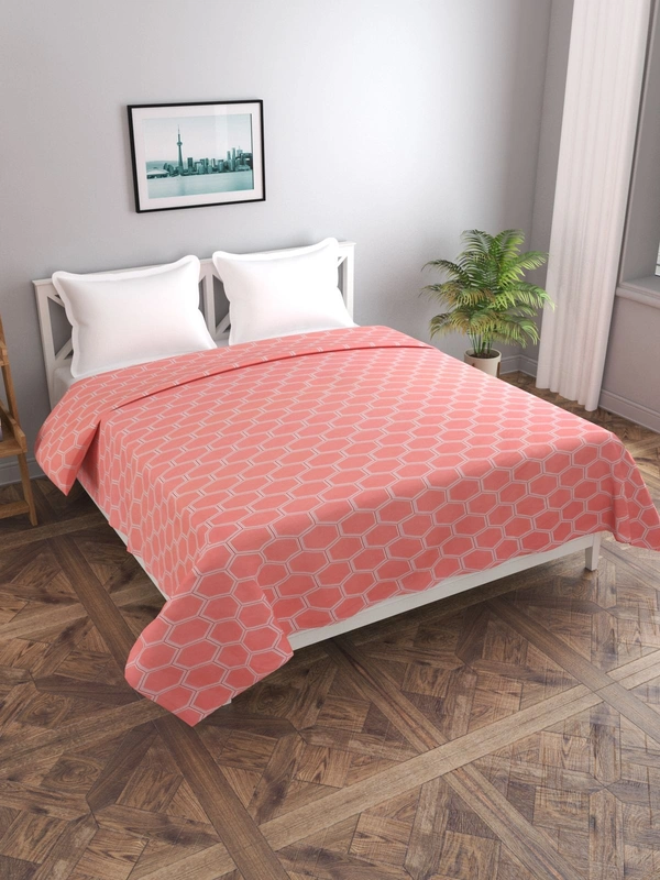 MORADO Glace Cotton Double Duvet Cover/Rajai Cover/Blanket Cover with Zipper (90x100 Inches, Carrot) - 90x100 Inches, Carrot