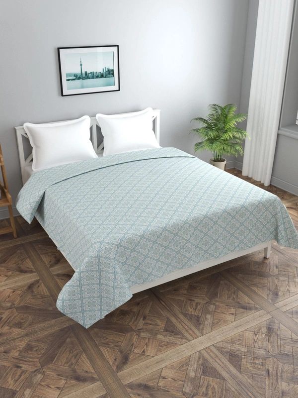 MORADO Glace Cotton Double Duvet Cover/Rajai Cover/Blanket Cover with Zipper (90x100 Inches) - 90x100 Inches, Blue