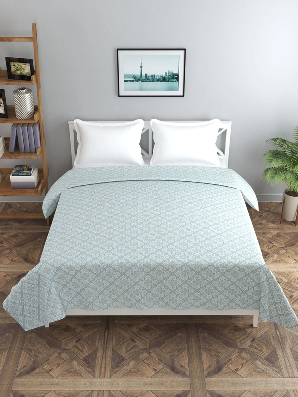 MORADO Glace Cotton Double Duvet Cover/Rajai Cover/Blanket Cover with Zipper (90x100 Inches) - 90x100 Inches, Blue