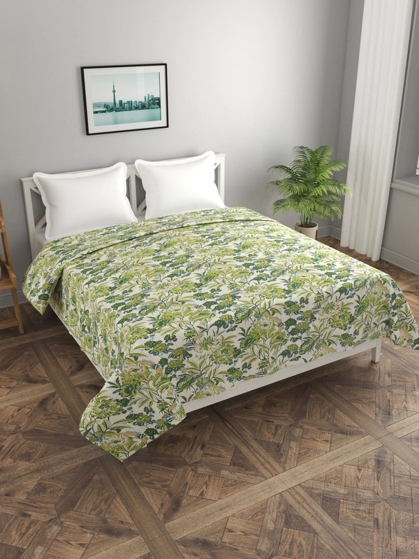 MORADO Glace Cotton Double Duvet Cover/Rajai Cover/Blanket Cover with Zipper (90x100 Inches) - 90x100 Inches, Green