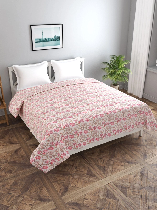 MORADO Glace Cotton Double Duvet Cover/Rajai Cover/Blanket Cover with Zipper (90x100 Inches) - 90x100 Inches, Pink