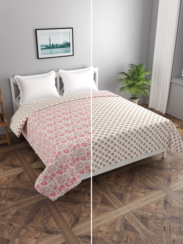MORADO Glace Cotton Double Duvet Cover/Rajai Cover/Blanket Cover with Zipper (90x100 Inches) - 90x100 Inches, Pink