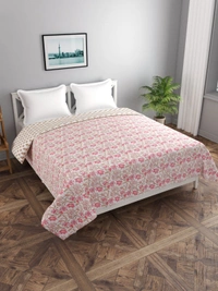MORADO Glace Cotton Double Duvet Cover/Rajai Cover/Blanket Cover with Zipper (90x100 Inches) - 90x100 Inches, Pink