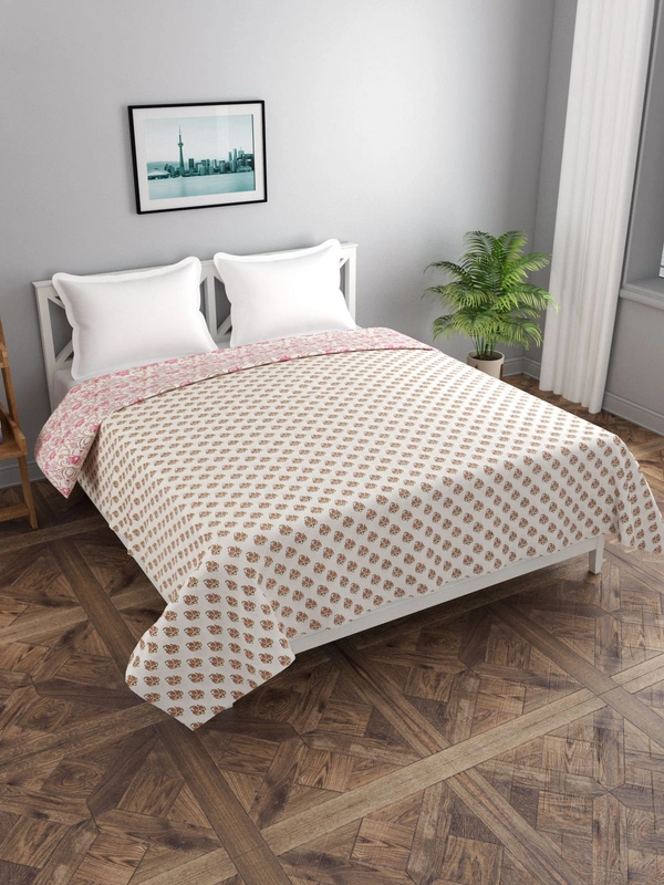 MORADO Glace Cotton Double Duvet Cover/Rajai Cover/Blanket Cover with Zipper (90x100 Inches) - 90x100 Inches, Pink