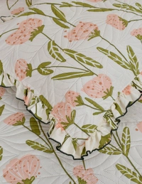 MORADO Glace Cotton Luxury Ultrasonic Printed Lightweight All Season Bedspreads/Quilted Bed Cover With 2 King Size Pillow Covers - (90x100 inches - OffWhite Pink) - 90x100 Inches, Offwhite Pink