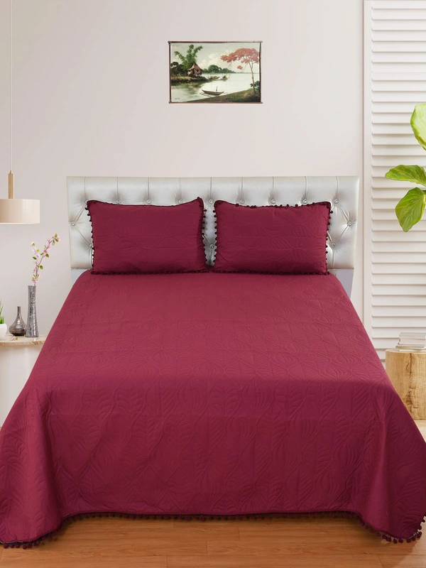 MORADO Glace Cotton Luxury Ultrasonic Printed Lightweight All Season Bedspreads/Quilted Bed Cover With 2 King Size Pillow Covers - (90x100 inches - Pink) - 90x100 Inches, Mauve
