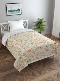 MORADO Glace Cotton Single Bed Size Reversible Duvet Cover/Quilt Cover/Rajai Cover/Blanket Cover with Zipper (60x90 Inches, Cream Green) - 60x90 Inches, Green