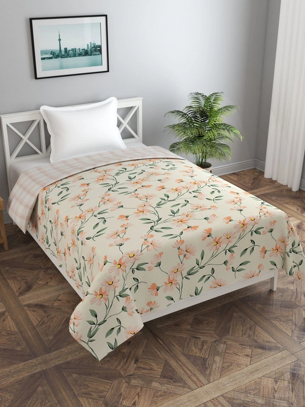 MORADO Glace Cotton Single Bed Size Reversible Duvet Cover/Quilt Cover/Rajai Cover/Blanket Cover with Zipper (60x90 Inches, Light Brown) - 60x90 Inches, Beige