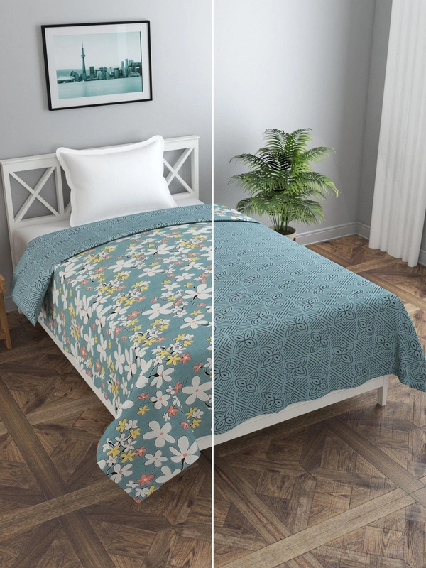 MORADO Glace Cotton Single Bed Size Reversible Duvet Cover/Quilt Cover/Rajai Cover/Blanket Cover with Zipper (60x90 Inches, Grey) - 60x90 Inches, Grey