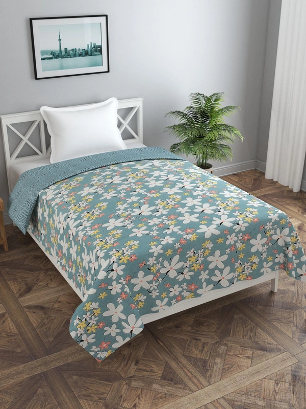 MORADO Glace Cotton Single Bed Size Reversible Duvet Cover/Quilt Cover/Rajai Cover/Blanket Cover with Zipper (60x90 Inches, Grey) - 60x90 Inches, Grey