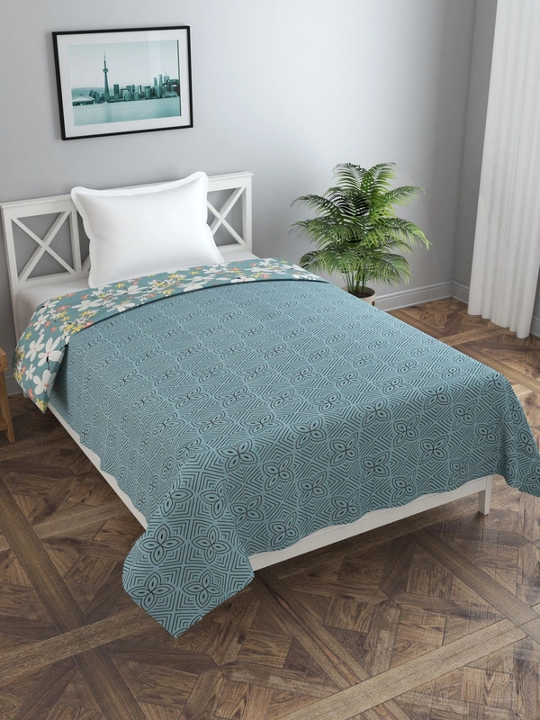 MORADO Glace Cotton Single Bed Size Reversible Duvet Cover/Quilt Cover/Rajai Cover/Blanket Cover with Zipper (60x90 Inches, Grey) - 60x90 Inches, Grey