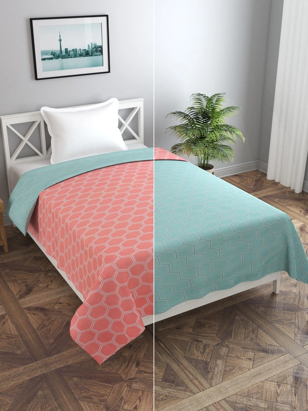 MORADO Glace Cotton Single Bed Size Reversible Duvet Cover/Quilt Cover/Rajai Cover/Blanket Cover with Zipper (60x90 Inches, Carrot Green) - 60x90 Inches, Green Carrot