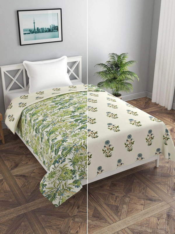 MORADO Glace Cotton Single Duvet Cover/Rajai Cover/Blanket Cover with Zipper (60x90 Inches) - 60x90 Inches, Green