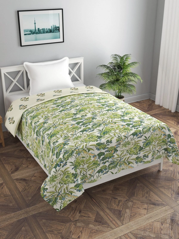 MORADO Glace Cotton Single Duvet Cover/Rajai Cover/Blanket Cover with Zipper (60x90 Inches) - 60x90 Inches, Green
