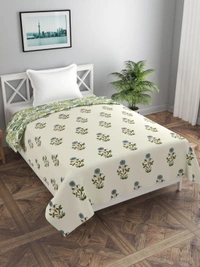 MORADO Glace Cotton Single Duvet Cover/Rajai Cover/Blanket Cover with Zipper (60x90 Inches) - 60x90 Inches, Green