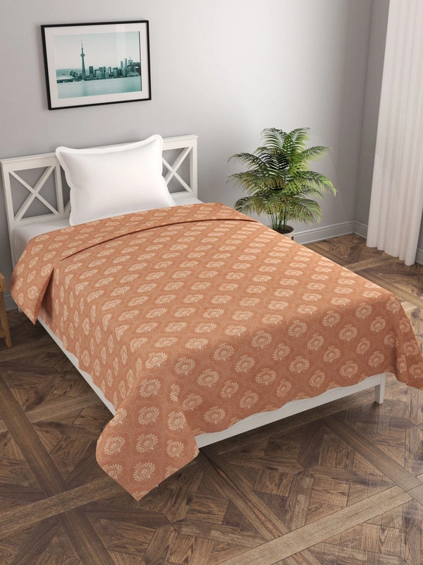 MORADO Glace Cotton Single Duvet Cover/Rajai Cover/Blanket Cover with Zipper (60x90 Inches) - 60x90 Inches, Brown