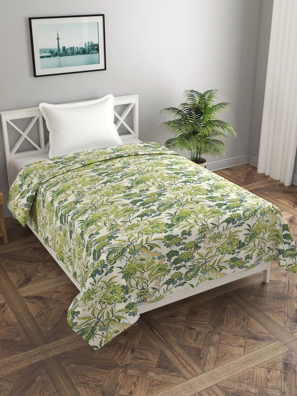 MORADO Glace Cotton Single Duvet Cover/Rajai Cover/Blanket Cover with Zipper (60x90 Inches) - 60x90 Inches, Green