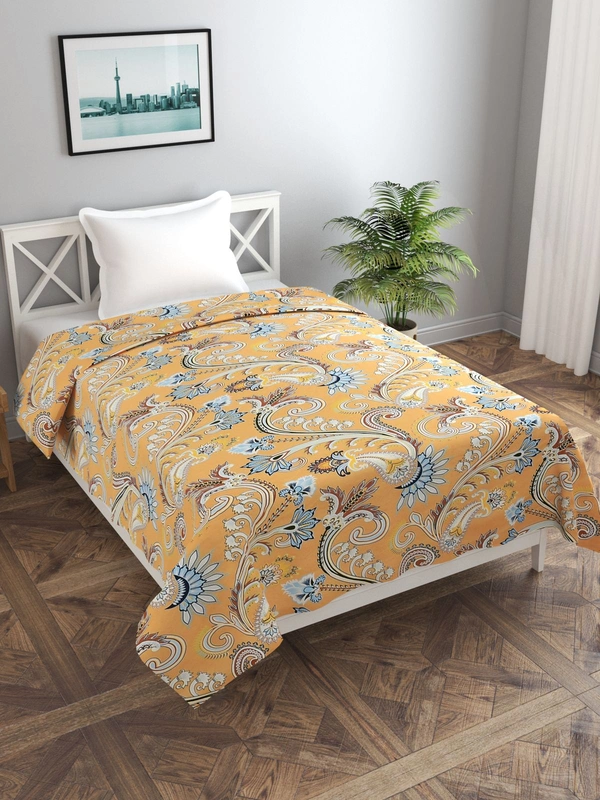 MORADO Glace Cotton Single Duvet Cover/Rajai Cover/Blanket Cover with Zipper (60x90 Inches) - 60x90 Inches, Mustard