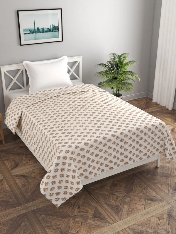 MORADO Glace Cotton Single Duvet Cover/Rajai Cover/Blanket Cover with Zipper (60x90 Inches) - 60x90 Inches, Offwhite